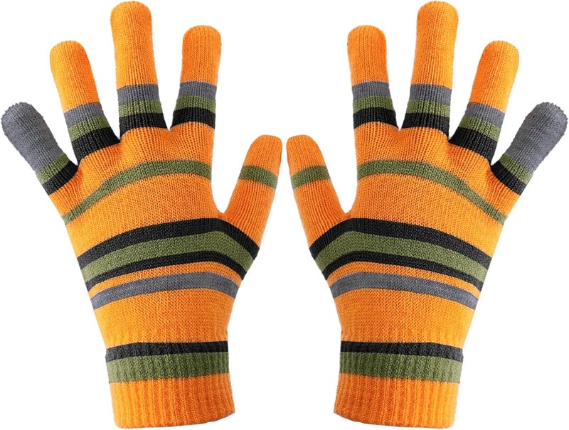 GLIGARA Halloween Movie Cosplay Stuff Striped Orange And Green Fuzzy Gloves Accessories - Image 1